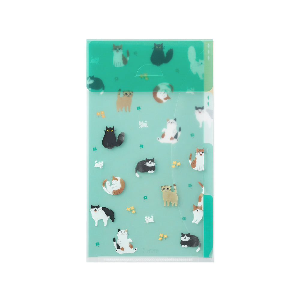 3 Pockets Clear Folder with Flap | A5 Slim | Cats