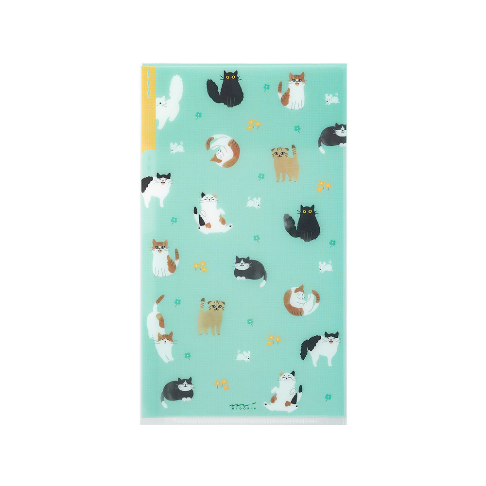 3 Pockets Clear Folder with Flap | A5 Slim | Cats