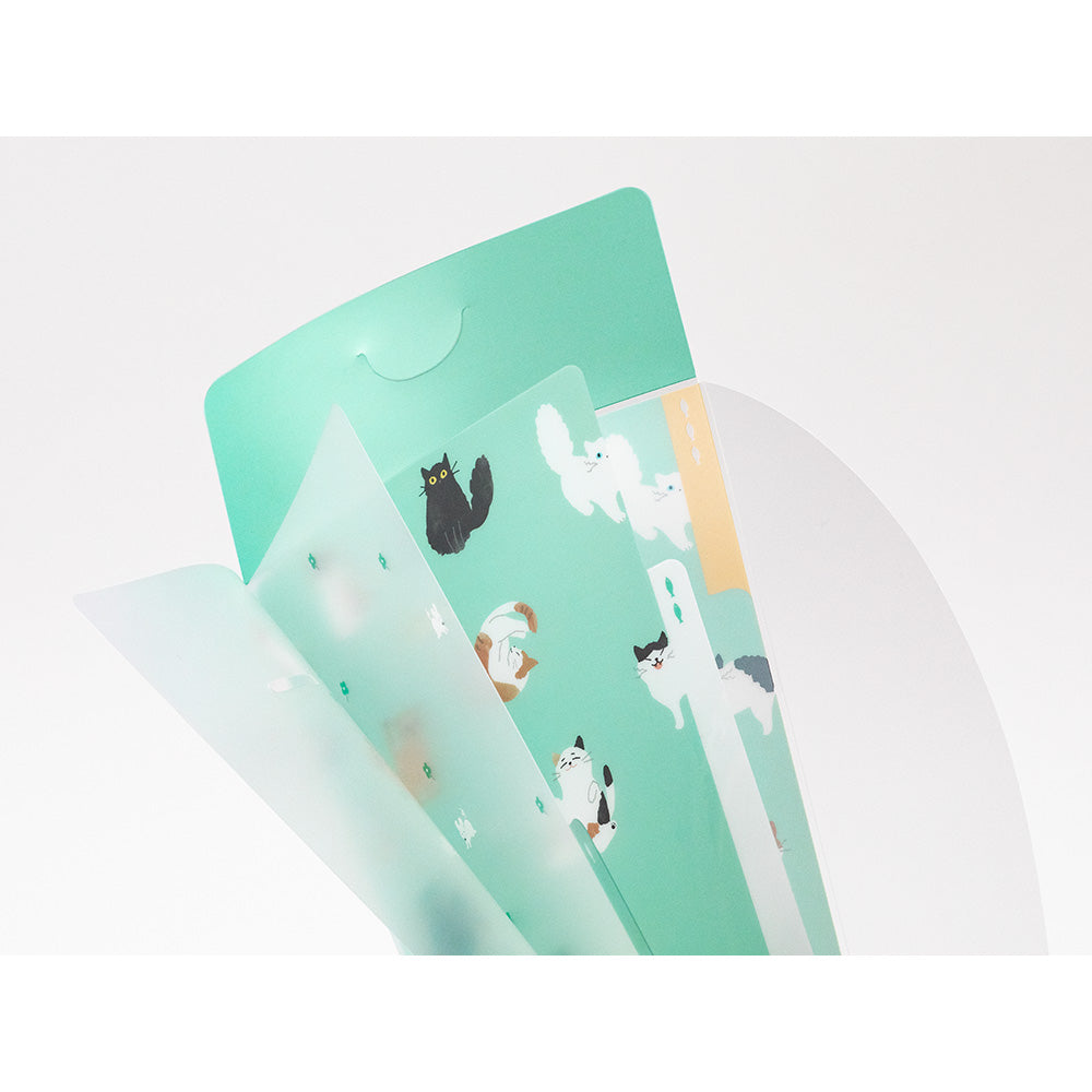 3 Pockets Clear Folder with Flap | A5 Slim | Cats