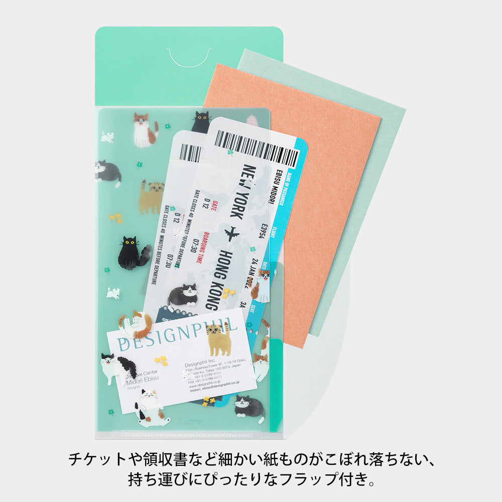 3 Pockets Clear Folder with Flap | A5 Slim | Cats