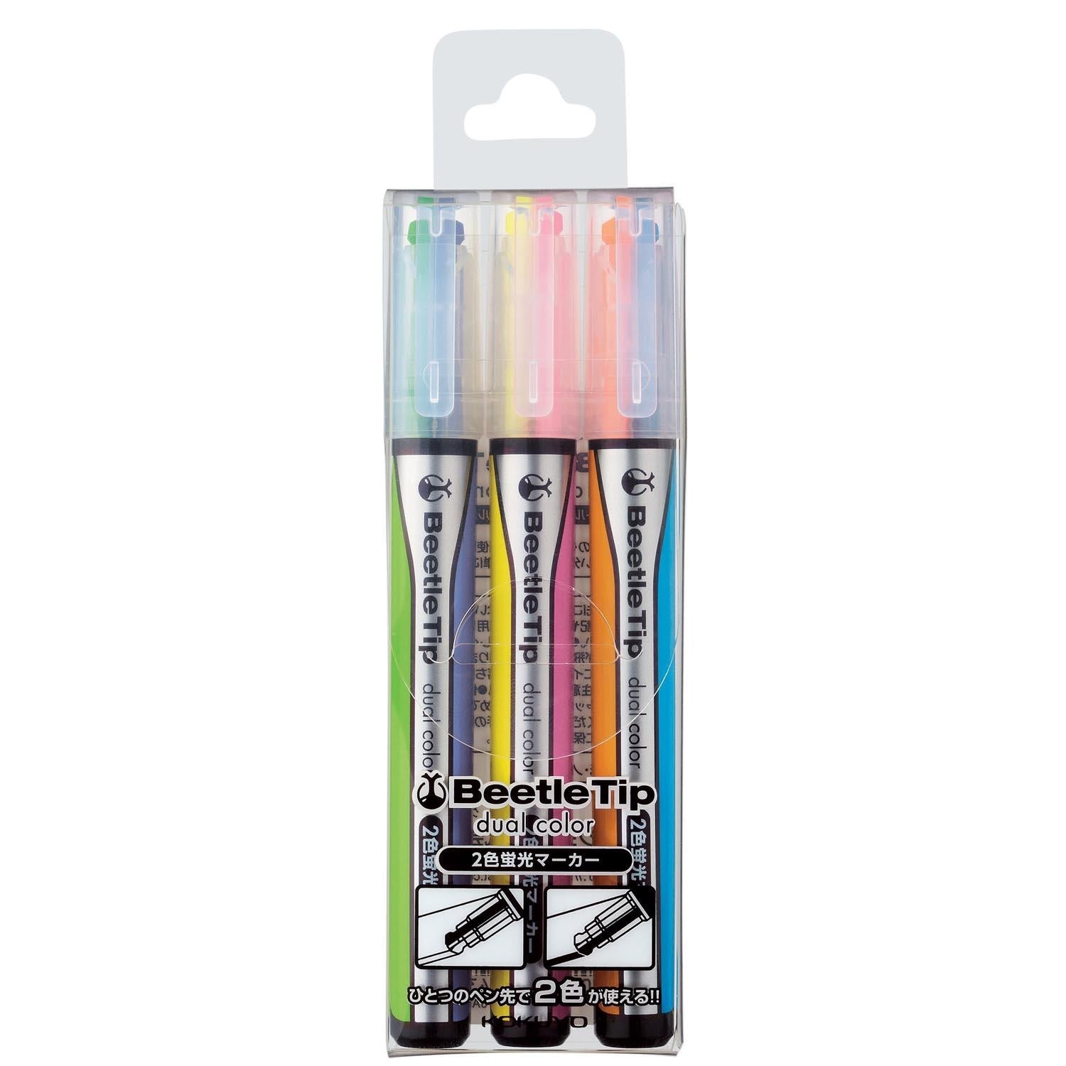 Beetle Tip Dual Color Marker Pen 3 Colour Set
