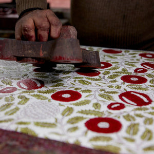 Block Printed Wrapping Paper Sheets | Marigold Glitz Scarlet