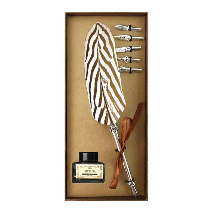 Brown Feather Pen | Calligraphy Writing Set