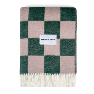 Checkerboard Blanket Green Pink