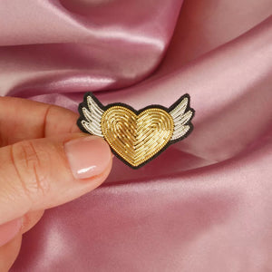 Golden Winged Heart Brooch