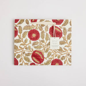 Hand Block Printed Gift Bags Medium | Scarlet