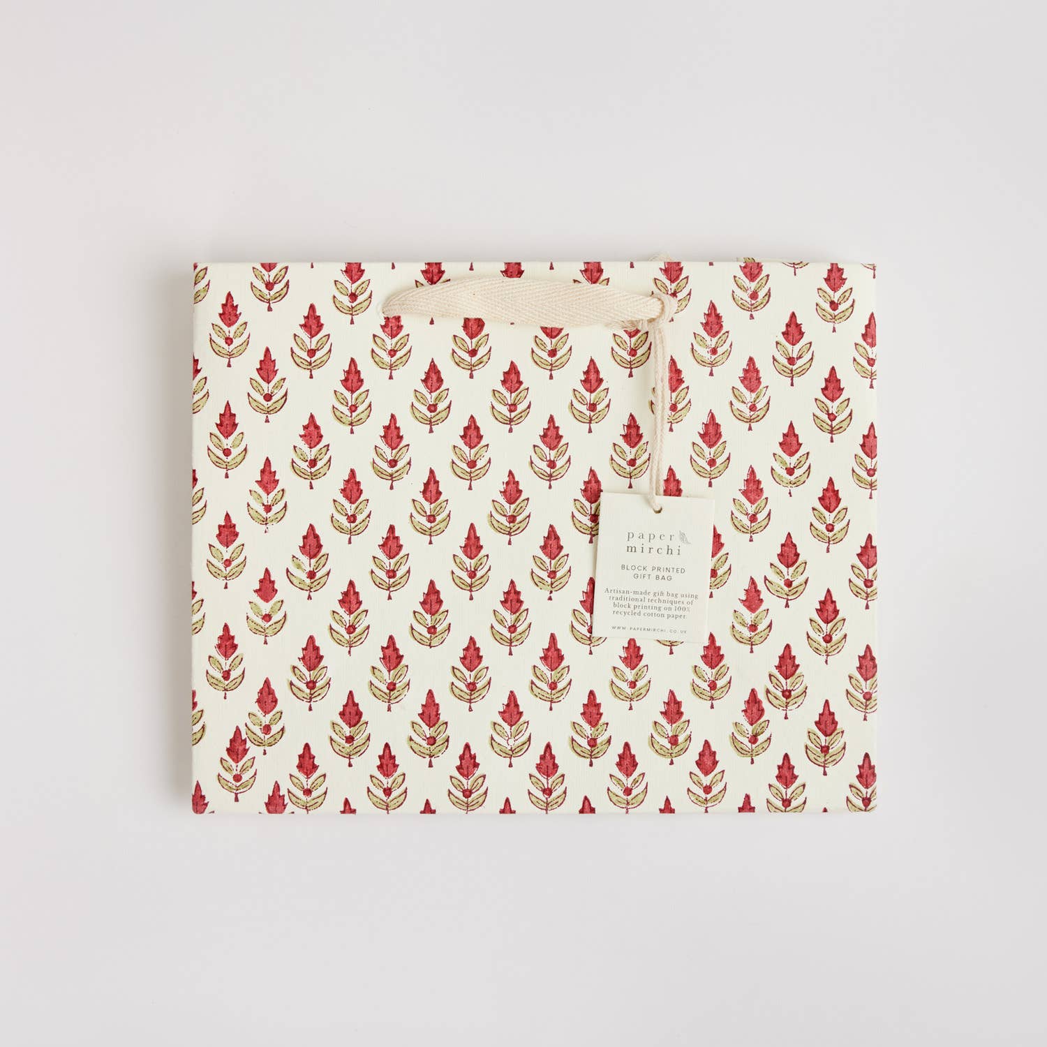 Hand Block Printed Gift Bags Medium | Scarlet