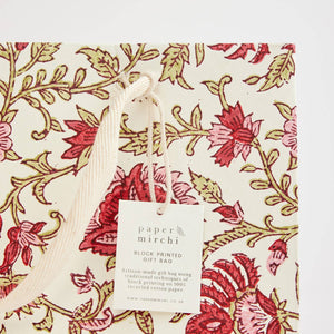 Hand Block Printed Gift Bags Medium | Scarlet