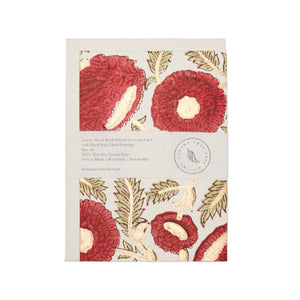 Hand Block Printed Greeting Card | Marigold Glitz Scarlet