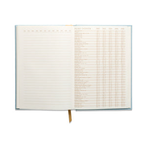 Hard Cover Suede Cloth Journal With Pocket | Arch Dot Blue