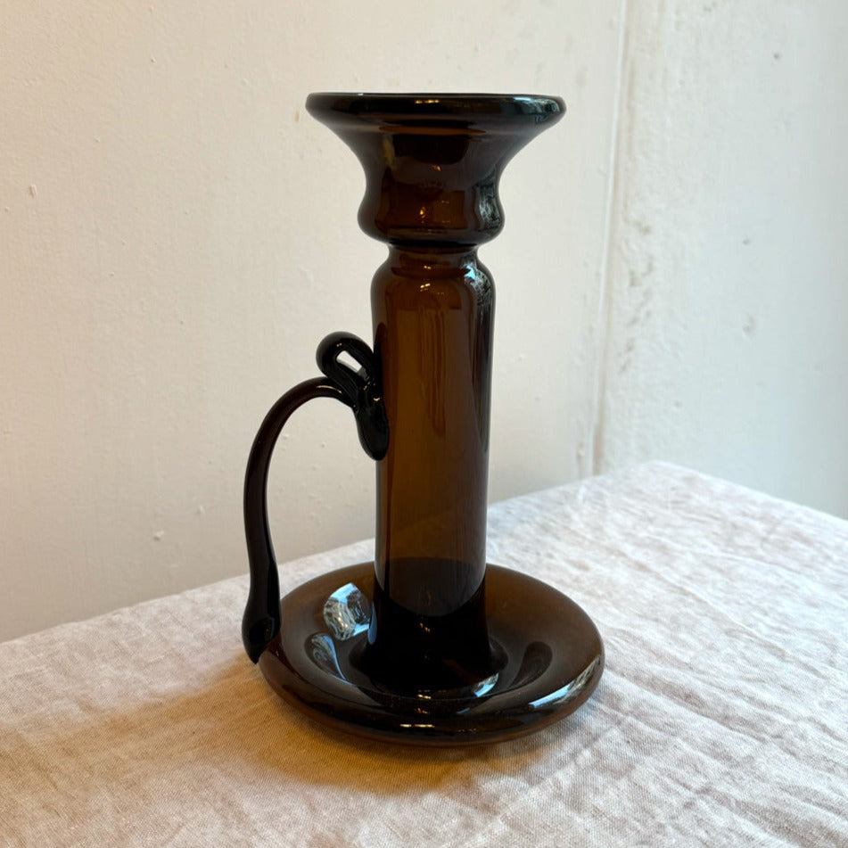 Porte-bougie avec poignée marron foncé