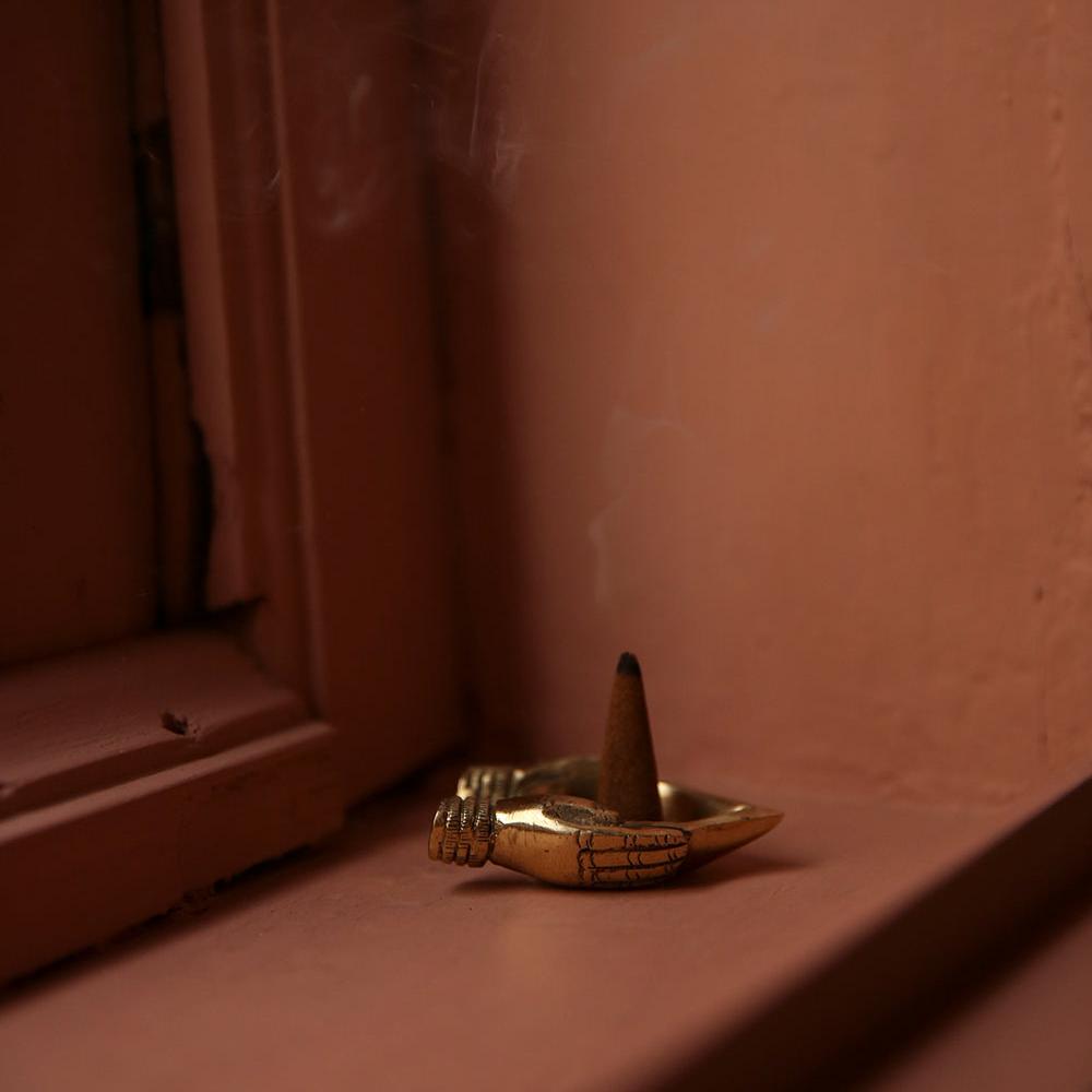 incense cones with brass holder by doing goods