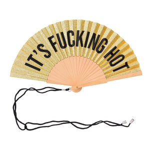 It's Fucking Hot | Gold Glitter Hand Fan