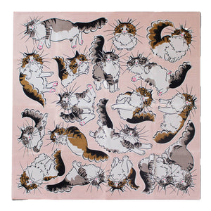 Japanese Fabric Gift Wrap/Scarf | Furoshiki | 70cm×70cm | Cat Pink