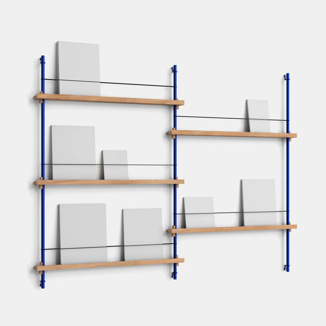 Magazine Shelving 3-2 | Oak/Deep-Blue
