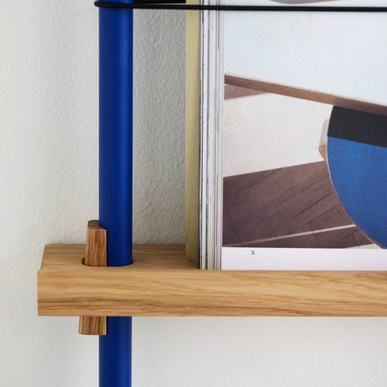 Magazine Shelving | Oak/Deep-Blue