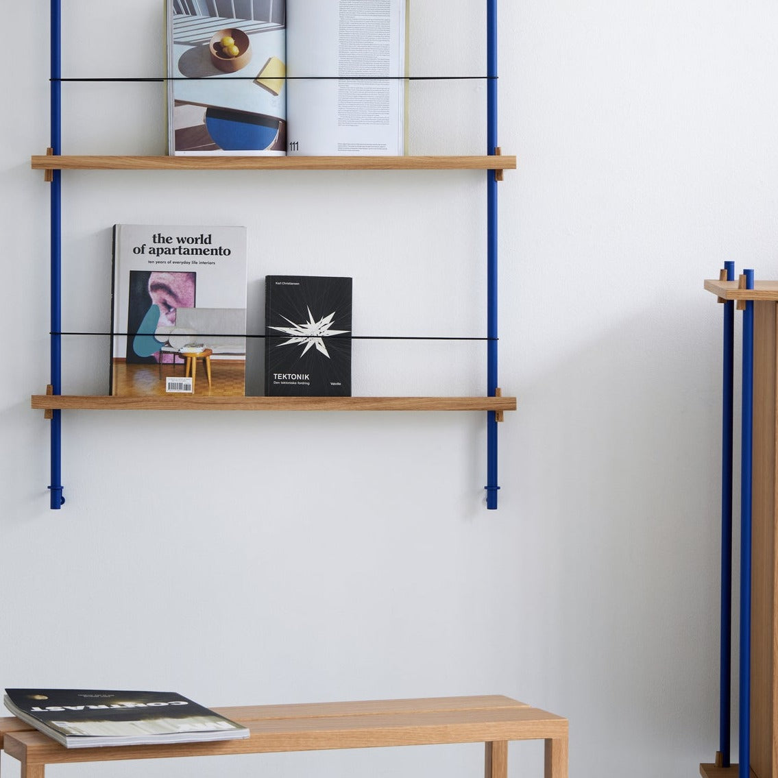 Magazine Shelving | Oak/Deep-Blue