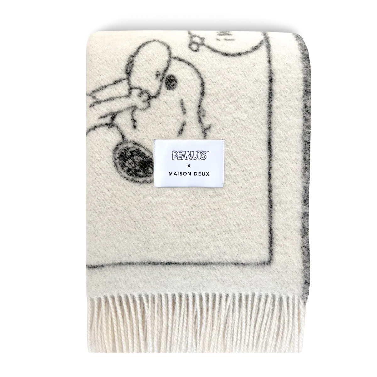 Peanuts Blanket Comic Doughnut White Black