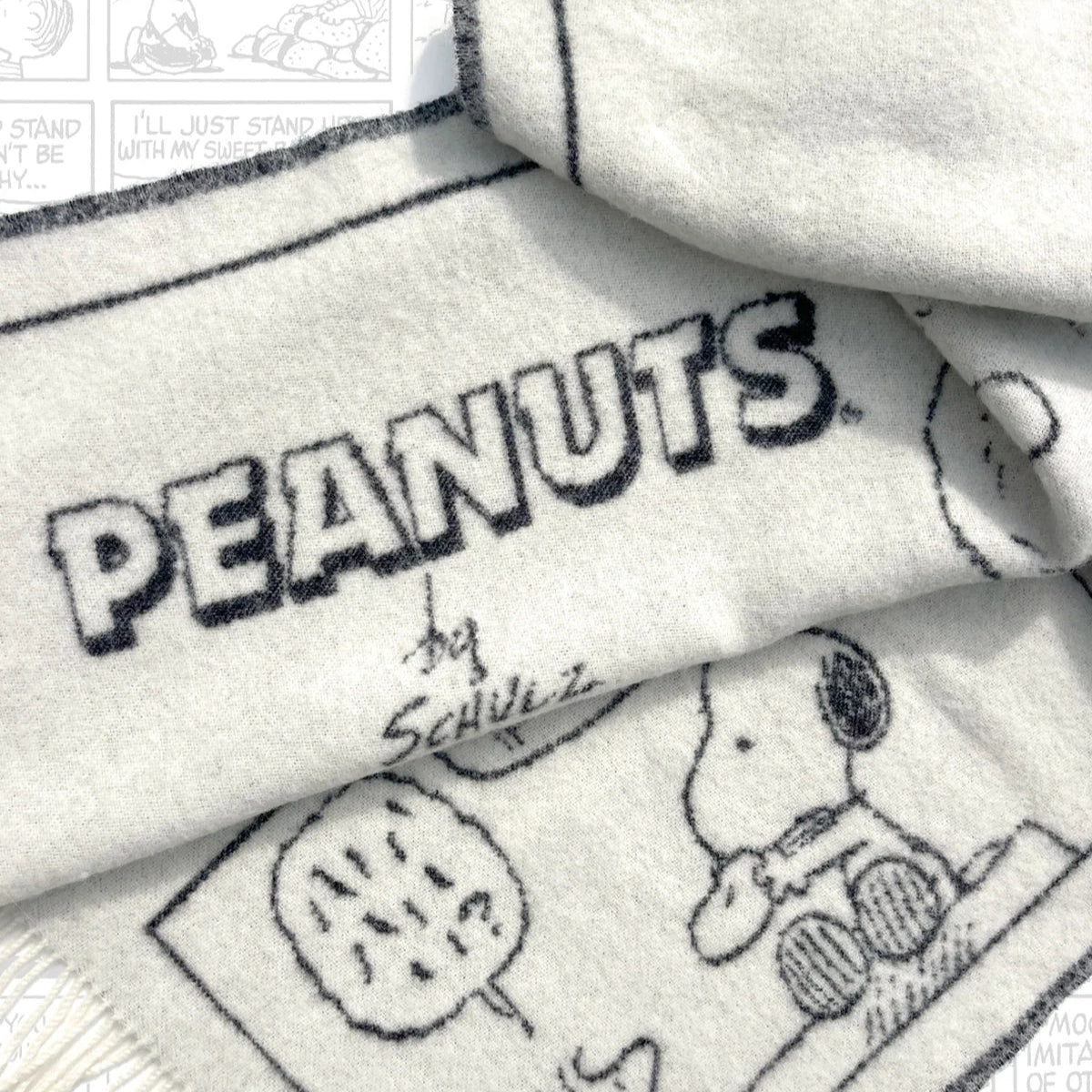 Peanuts Blanket Comic Doughnut White Black