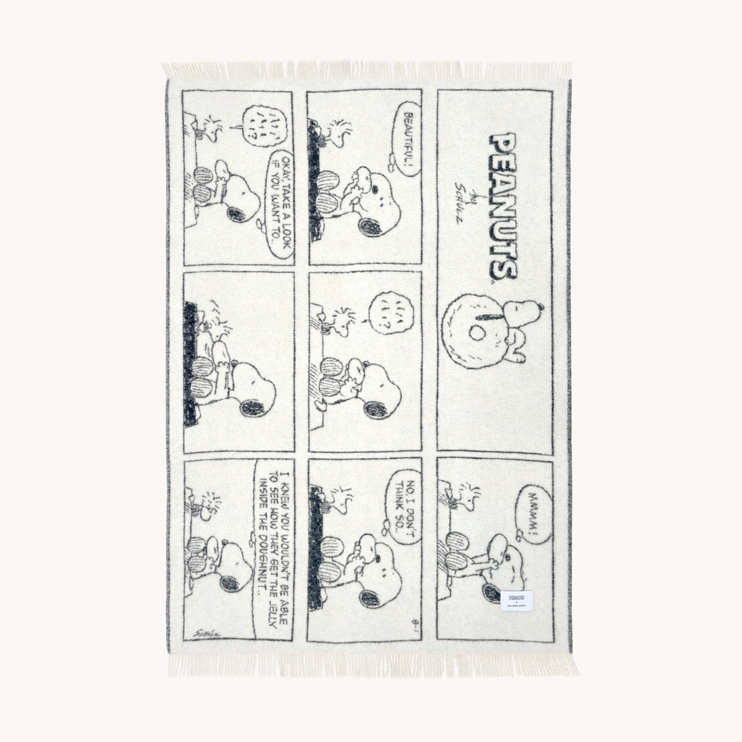 Peanuts Blanket Comic Doughnut White Black