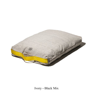 ivory colour fabric with bright yellow stripe carrier pet cushion