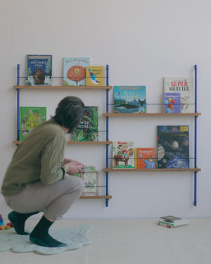 Magazine Shelving 115cm | Oak/Deep-Blue | Pre-order