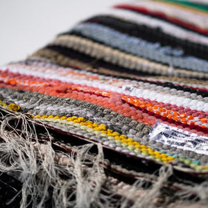closeup look of the recycled fabric rug by puebco