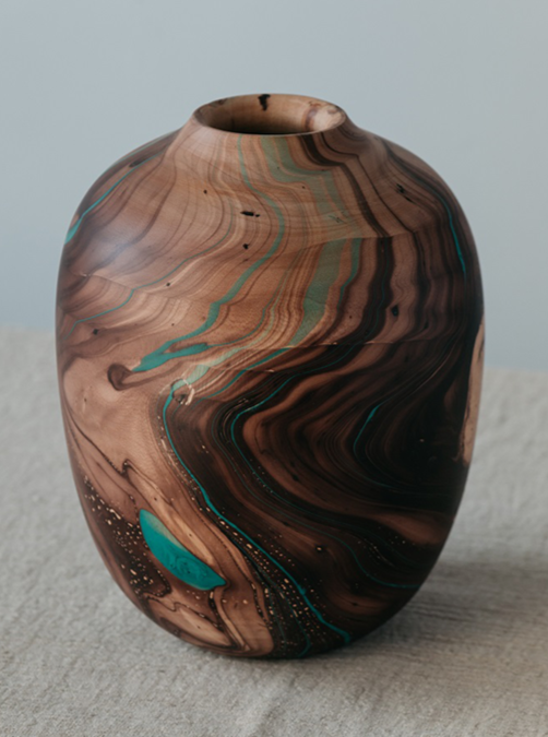 Vase en bois urne