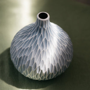 Vase gourde bleu pastel/blanc