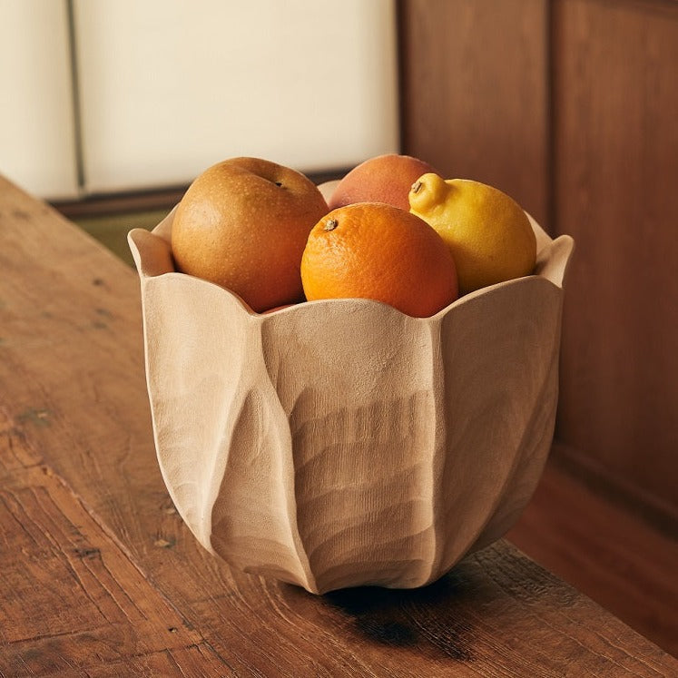 Carved Mango Wood Fruit Bowl