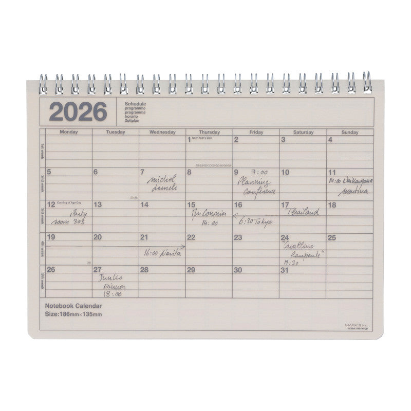 2026 Notebook Calendar S | Ivory