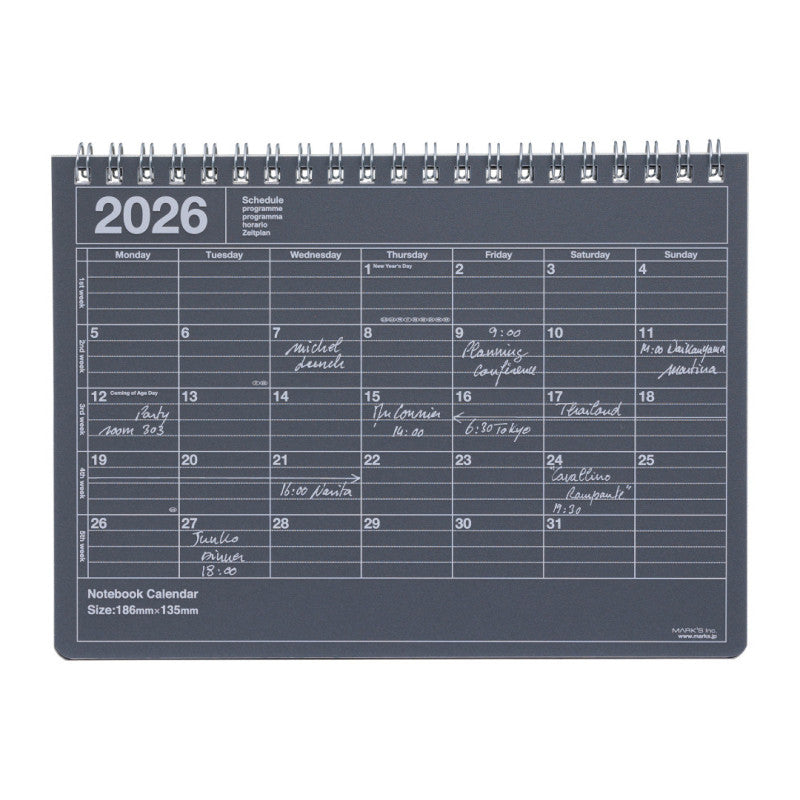 2026 Notebook Calendar S | Black