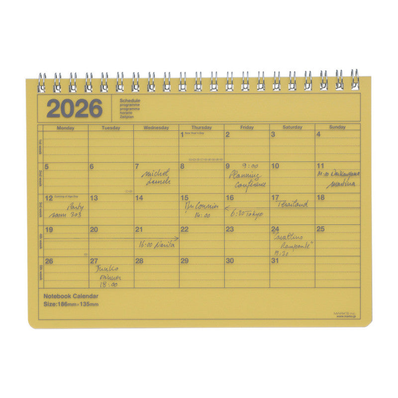 2026 Notebook Calendar S | Yellow