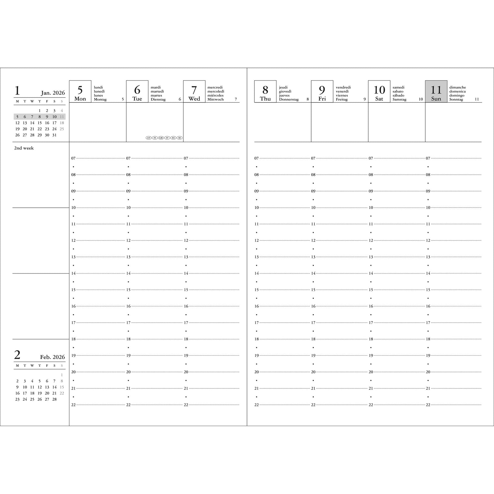 2026 Pocket Calendar Agenda A6 | Wave Mint