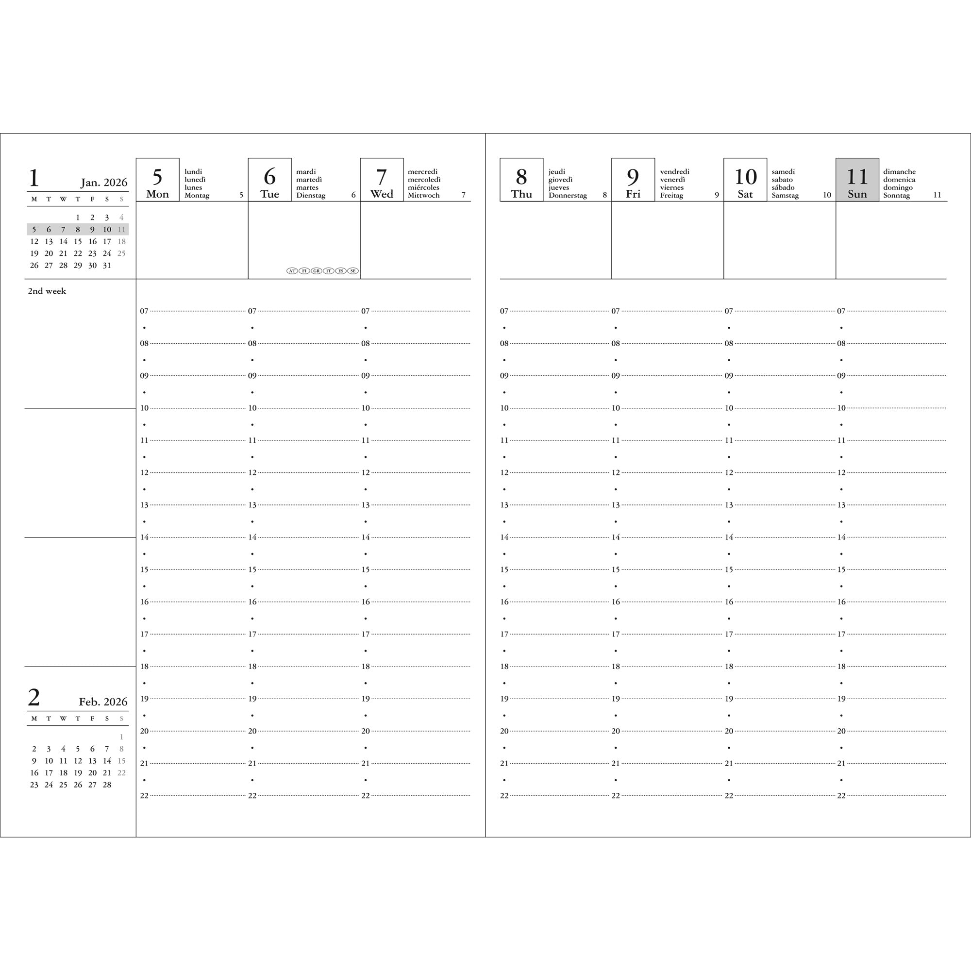 2026 Pocket Calendar Agenda A6 | Birds Purple