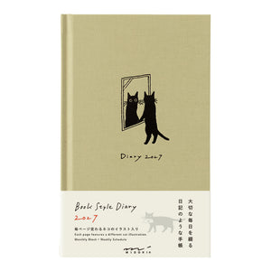 2027 Book Style Diary B6 Cat Beige