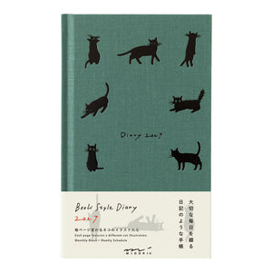 2027 Book Style Diary B6 Cat Green