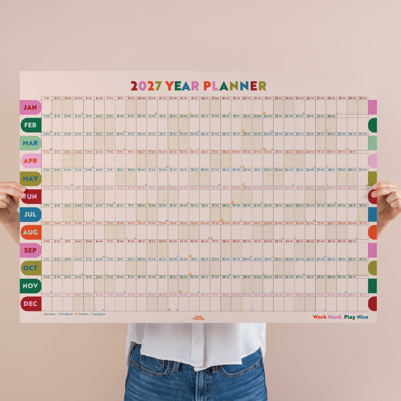 2027 Large A1 Wall Planner | Landscape | Play Nice Arches