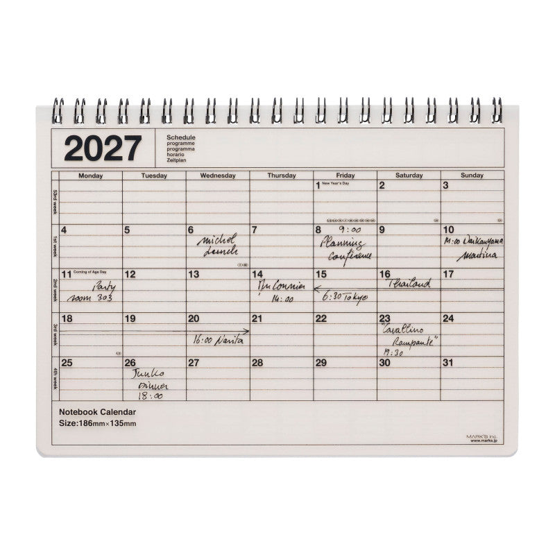 2027 Notebook Calendar S