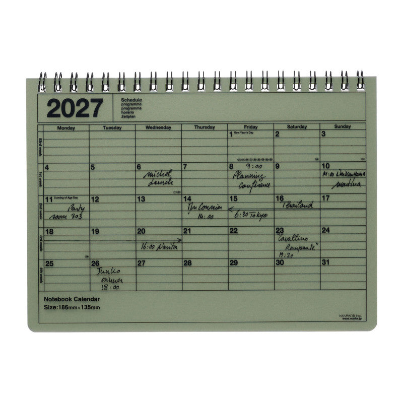 2027 Notebook Calendar S