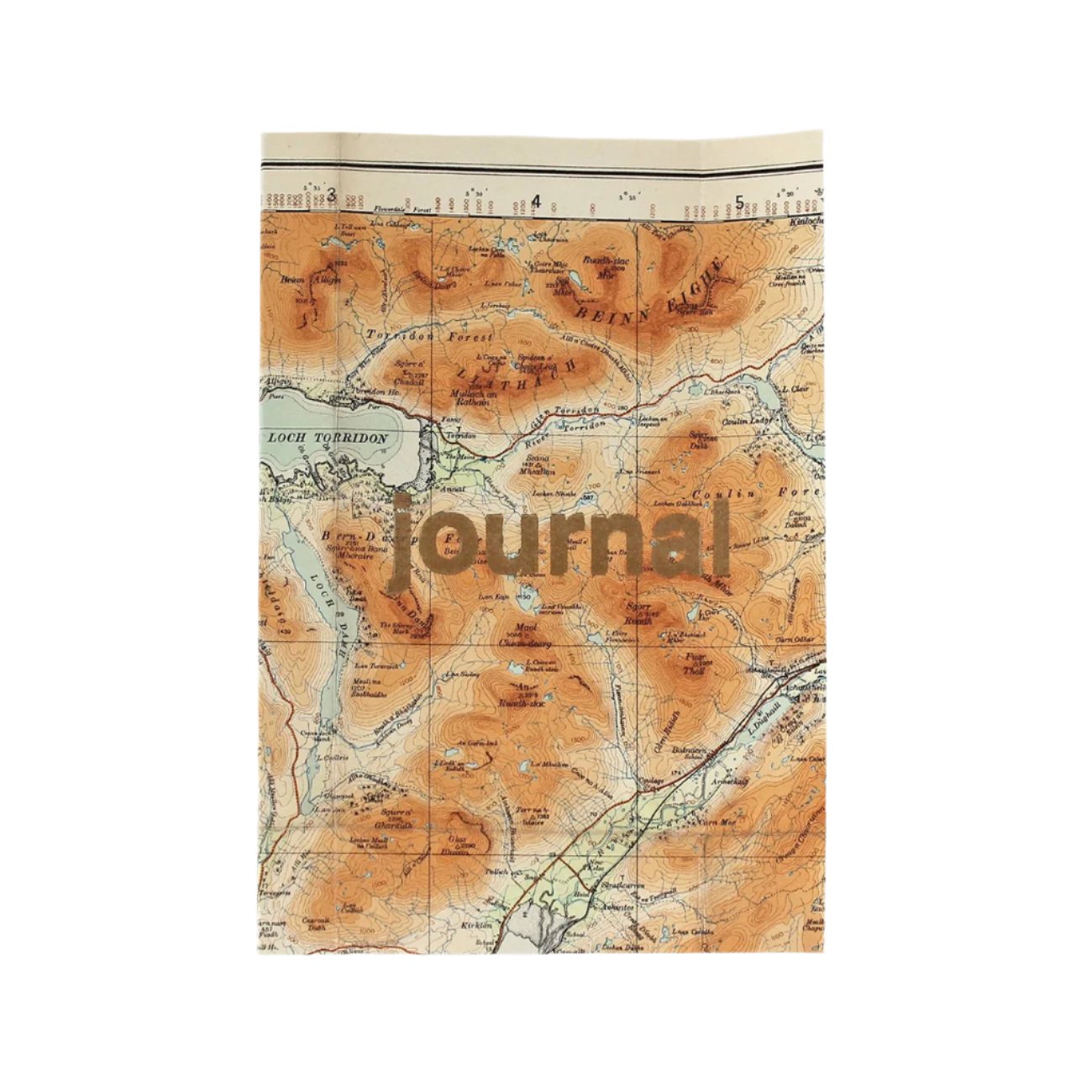 Vintage Linen Map Journal Gold Type