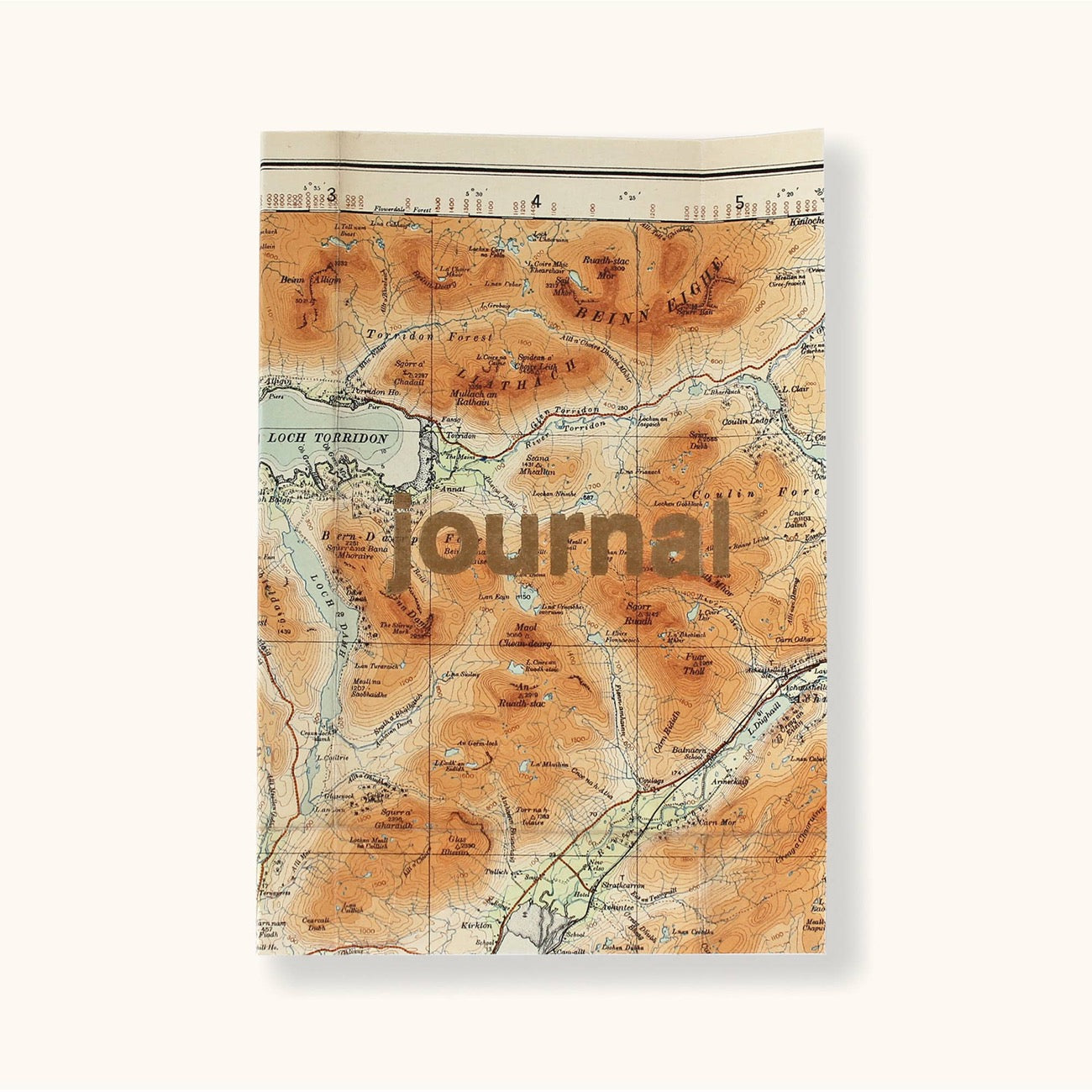 Vintage Linen Map Journal Gold Type