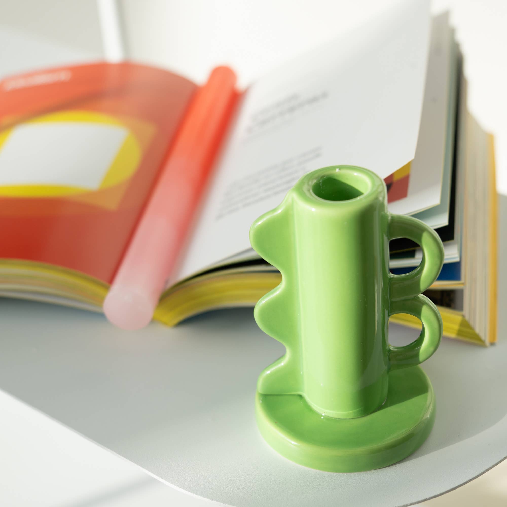 Green Double Handle Candle Holder