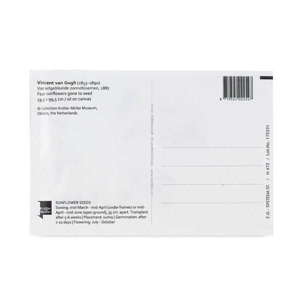 4 faded Sunflowers | Van Gogh | Postcard With Flower Seeds