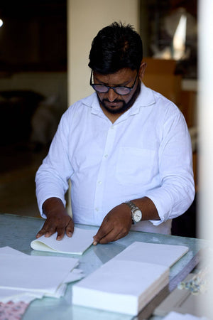 Block Printed Ruled Notebook | Trellis Indigo