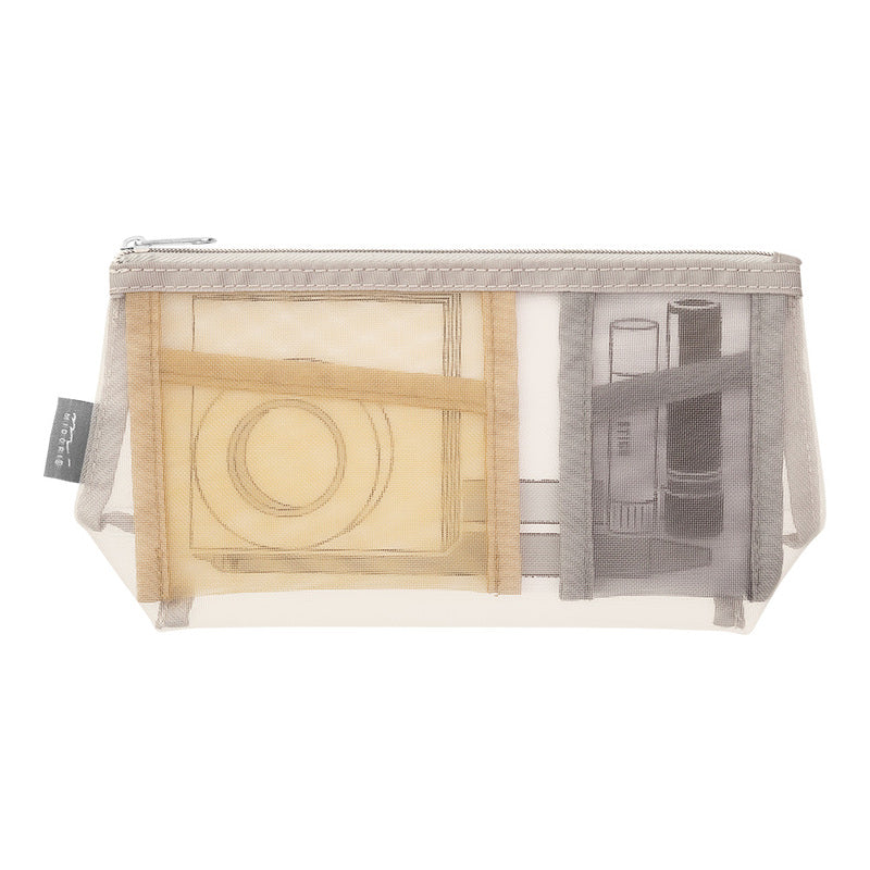 Mesh Pen Case with Gusset | Grey