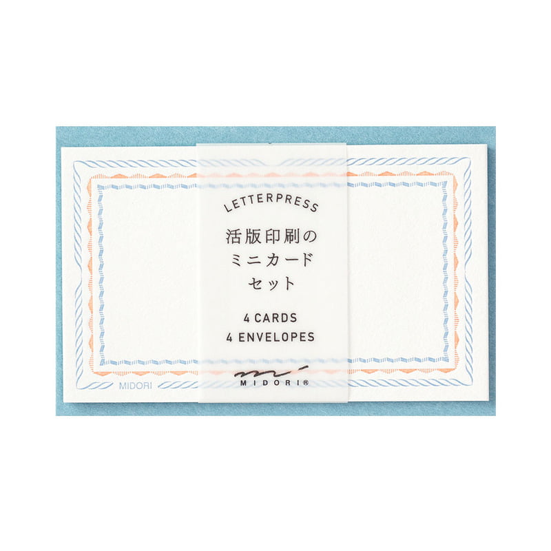 Letterpress Kartenset Rahmen Blau