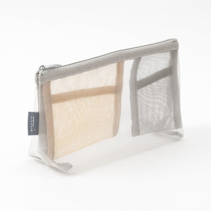 Mesh Pen Case with Gusset | Grey