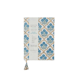 Block Printed Ruled Notebook | Trellis Indigo