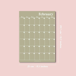 A4 Monthly Undated Wall Planner | Pastel